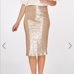Rose Gold Sequin Pencil Skirt